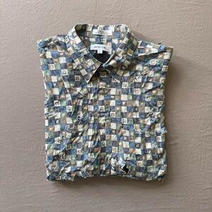 Vintage Pierre Cardin Geometric Check Distressed Shirt